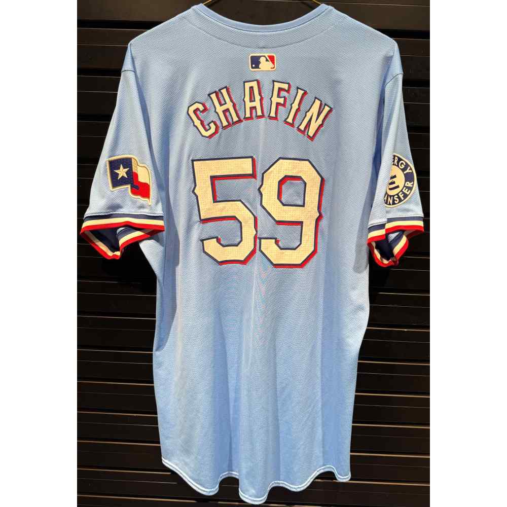 Andrew Chafin #59 Texas Rangers Game-Used 2024 Light Blue