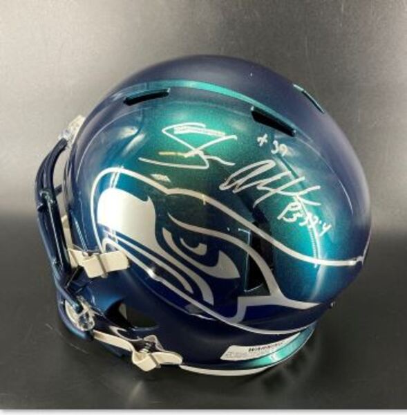 NFL - Seahawks Shaun Alexander Signed Replica Rivalry Helmet