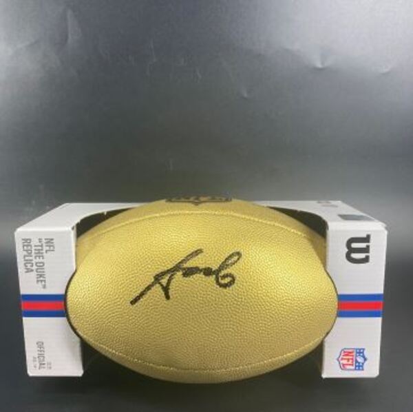 NFL - Panthers Tetairoa McMillan Signed Gold Composite Football
