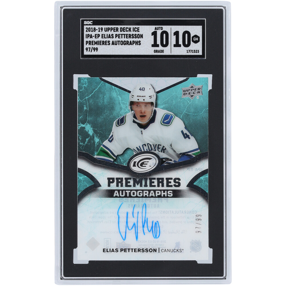 Elias Pettersson Vancouver Canucks Autographed 201819 Upper Deck Ice