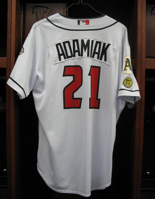 #21 Mark Adamiak Size L Lansing Lugnuts - Home White Jersey