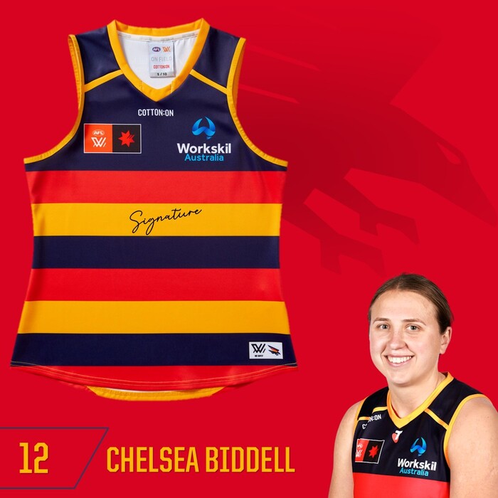 Chelsea Biddell #12 Adelaide Crows 2025 Home Guernsey