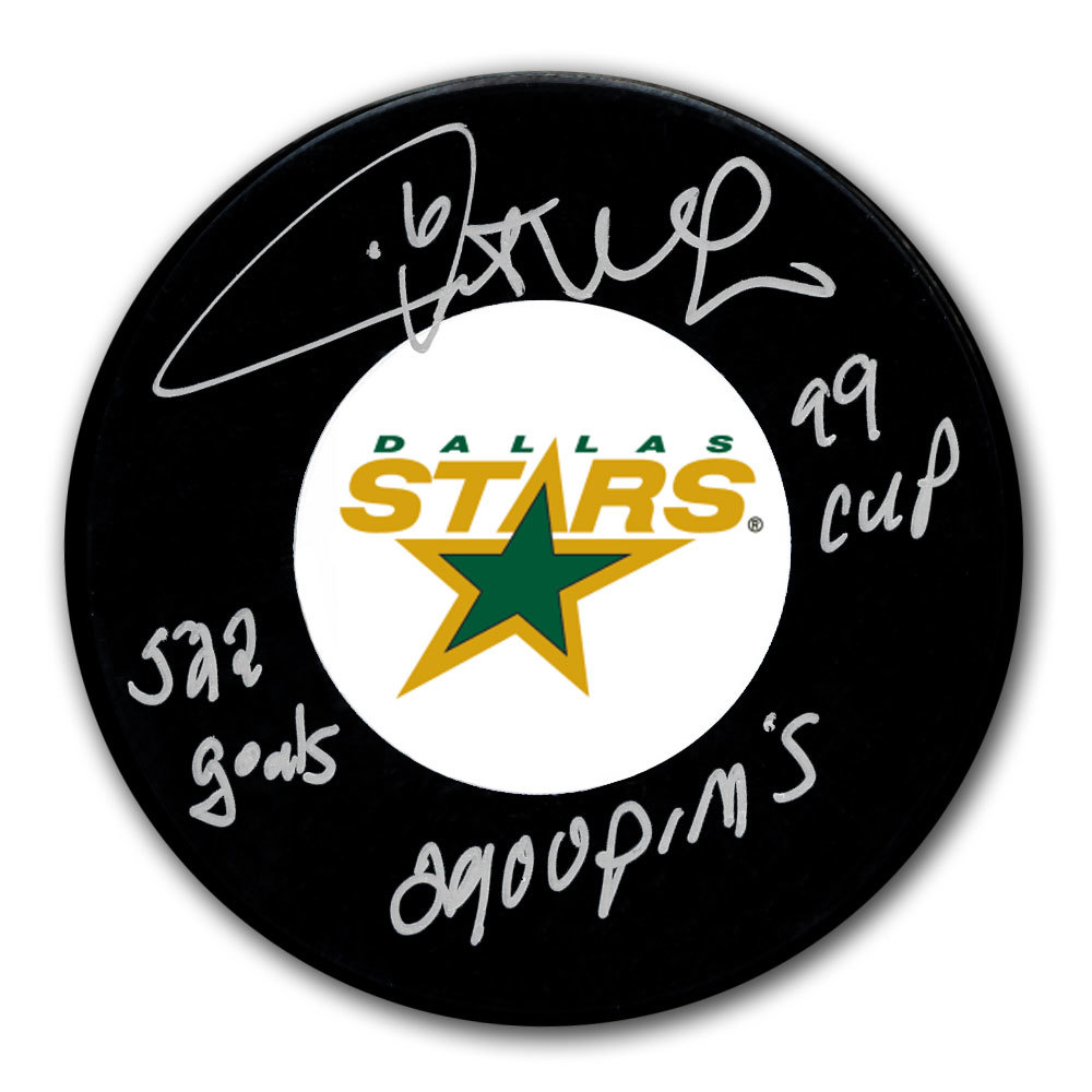 Pat Verbeek Dallas Stars STATS Autographed Puck NHL Auctions