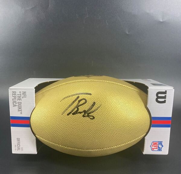 NFL - Cowboys Tyler Booker Signed Gold Composite Football