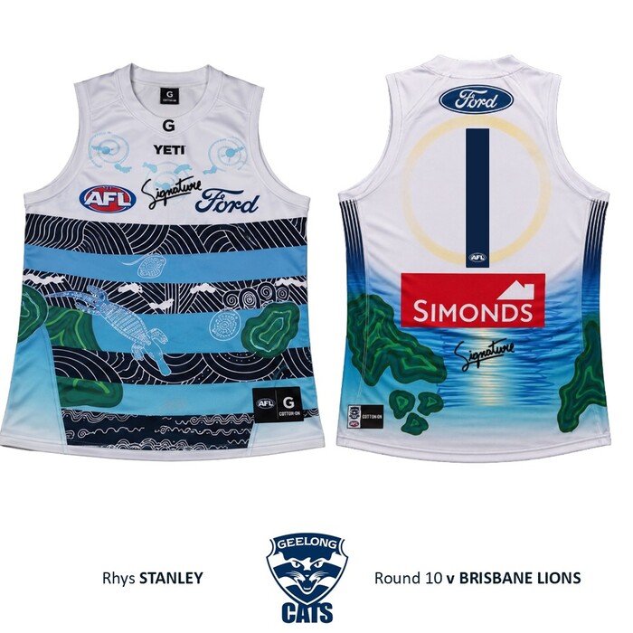 Photo of Rhys Stanley #1 Geelong Cats 2026 First Nations Clash Guernsey