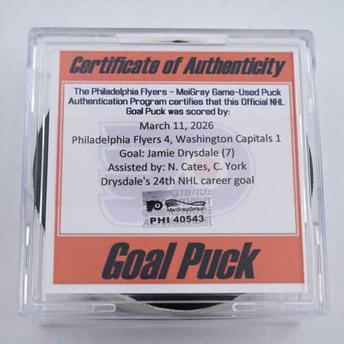 Image of Drysdale, Jamie - Philadelphia Flyers - March 11, 2026 vs. Washington Capitals (Flyers Logo)