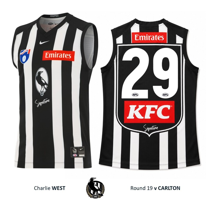 Photo of Charlie West #29 Collingwood 2026 Retro Guernsey Guernsey