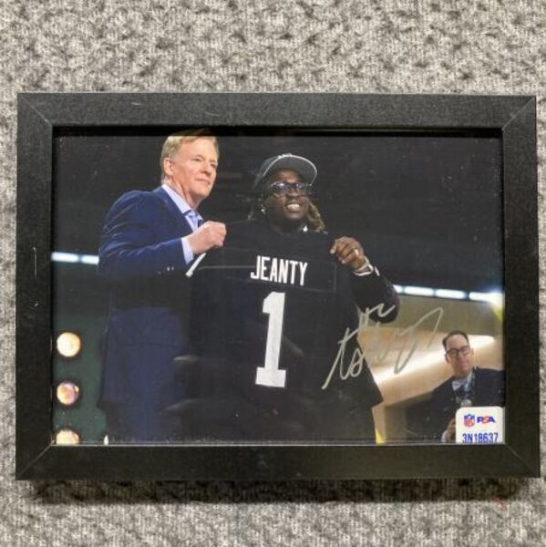 NFL - Raiders Ashton Jeanty Signed And Framed 4x6 Draft Photo