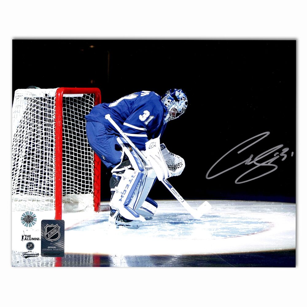 Curtis Joseph Autographed Toronto Maple Horizontal 8x10 Photo (Black Background)