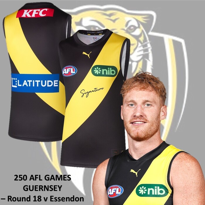 Photo of Nick Vlastuin #1 2025 250th AFL Game Milestone Match-Worn Guernsey