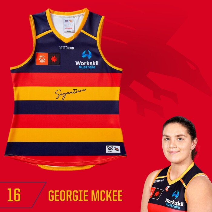 Georgia McKee #16 Adelaide Crows 2025 Home Guernsey