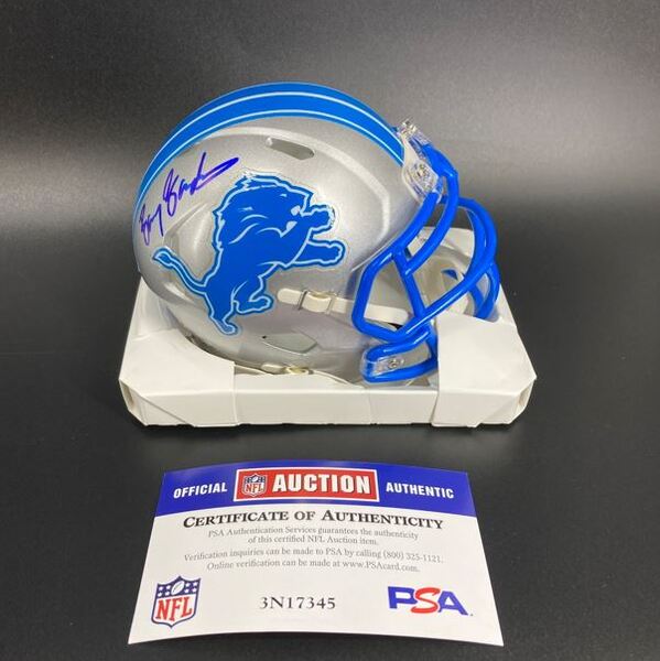Legends - Lions Barry Sanders Signed Mini Helmet