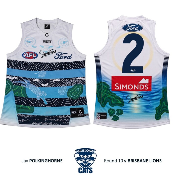 Photo of Jay Polkinghorne #2 Geelong Cats 2026 First Nations Clash Guernsey