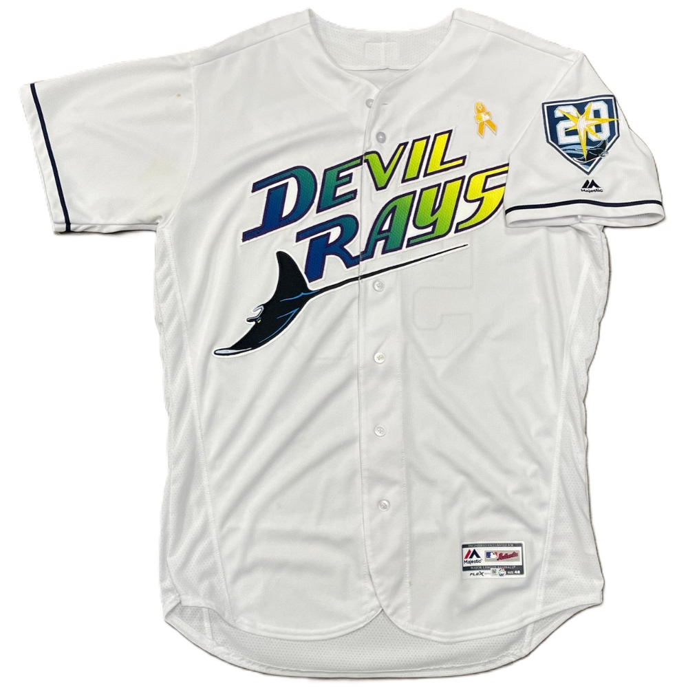 Devil Rays First Jersey Game Used 20th Anniversary Devil Rays Jersey: Ryne Stanek - 3 Games ...