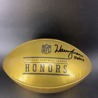 HOF - Oilers Warren Moon Signed Gold NFL Honors Football with HOF 06 Ins...