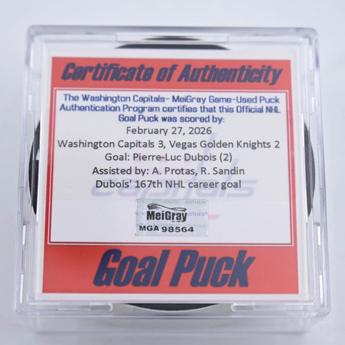 Image of Dubois, Pierre-Luc - Washington Capitals - February 27, 2026 vs. Vegas Golden Knights (Capitals Logo)