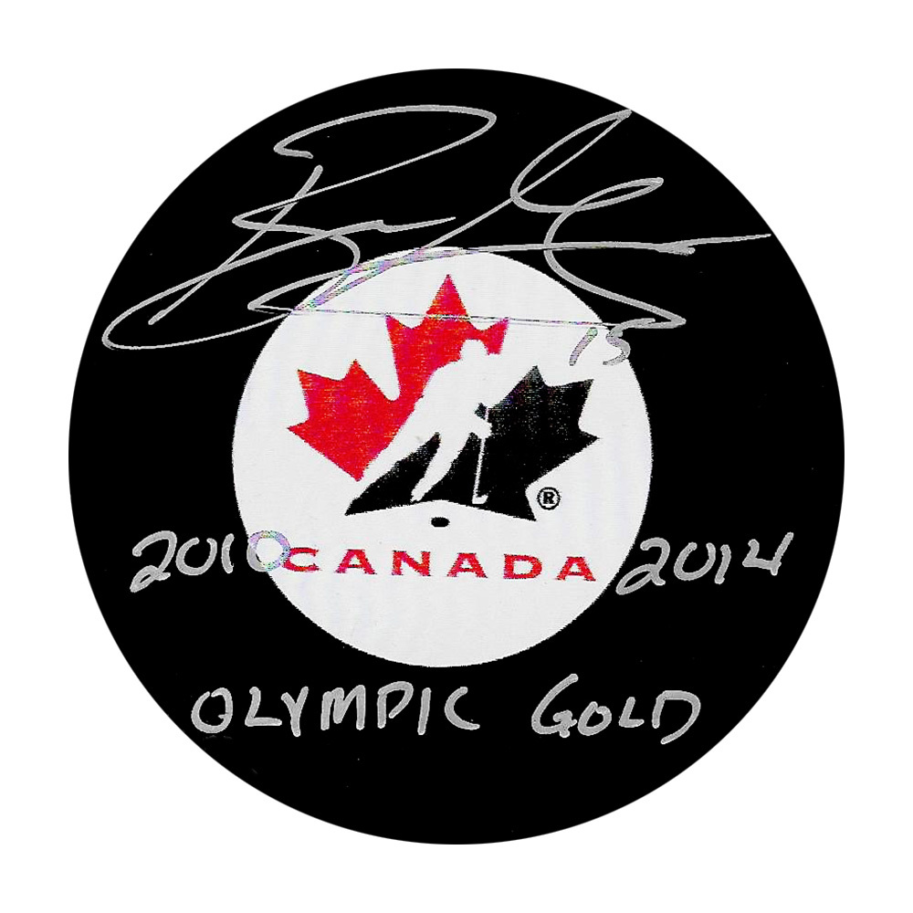 Ryan Getzlaf Autographed Team Canada Puck w/2010, 2014 OLYMPIC GOLD Inscription