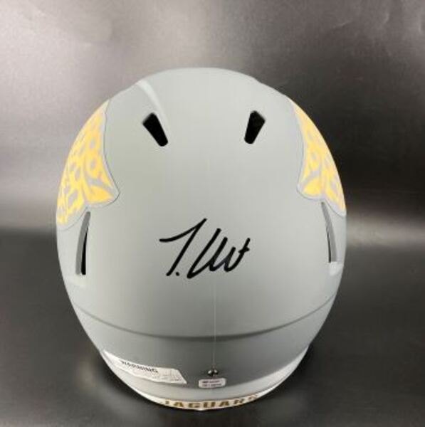 NFL - Jaguars Travis Hunter Signed Slate Replica Speed Helmet