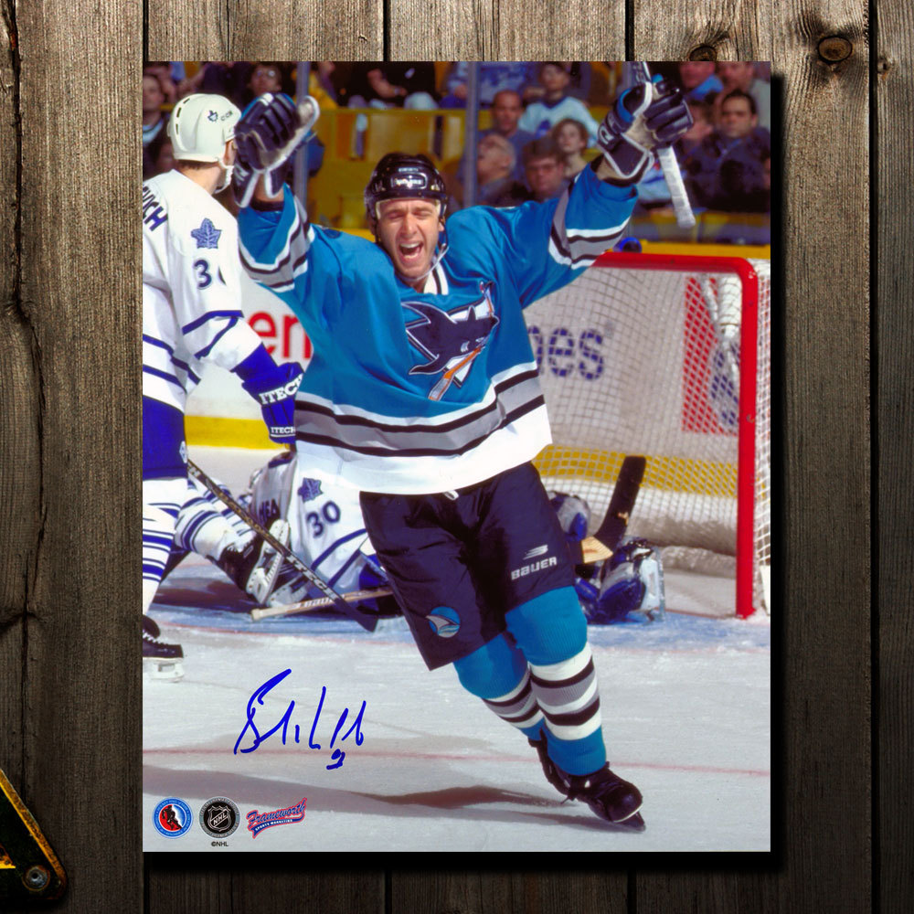 Bernie Nicholls San Jose Sharks GOAL CELEBRATION Autographed 8x10