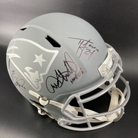 HOF - Patriots Multi Signed Replica Slate Speed Helmet Signed by Derrell...