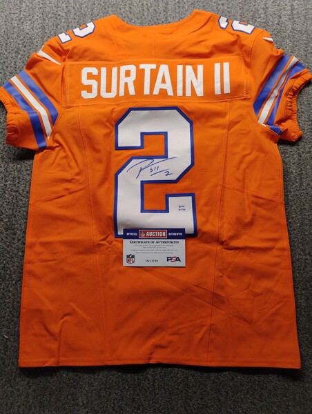 NFL - Broncos Pat Surtain Signed Authentic Throwback Jersey