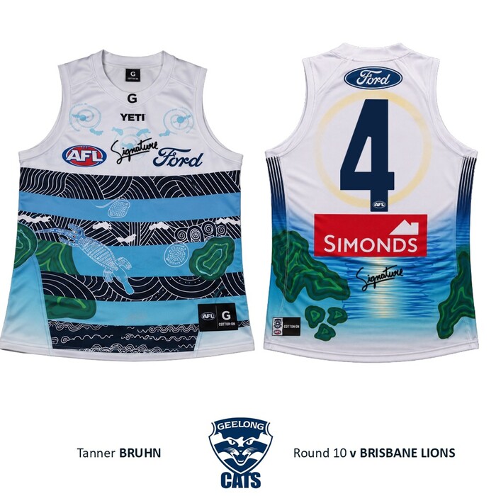 Photo of Tanner Bruhn #4 Geelong Cats 2026 First Nations Clash Guernsey