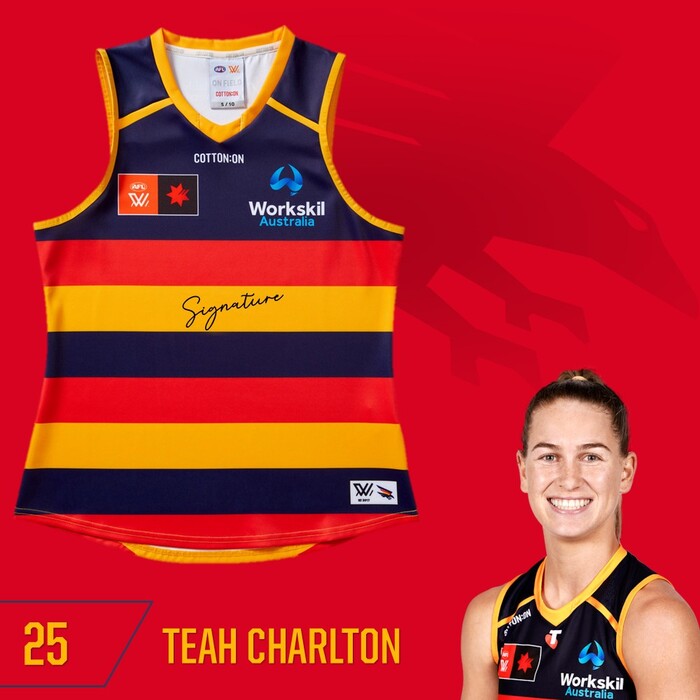 Teah Charlton #25 Adelaide Crows 2025 Home Guernsey