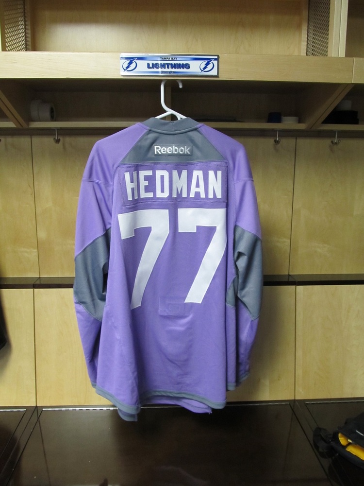 Victor Hedman Tampa Bay Lightning WarmUp Worn Hockey Fights Cancer
