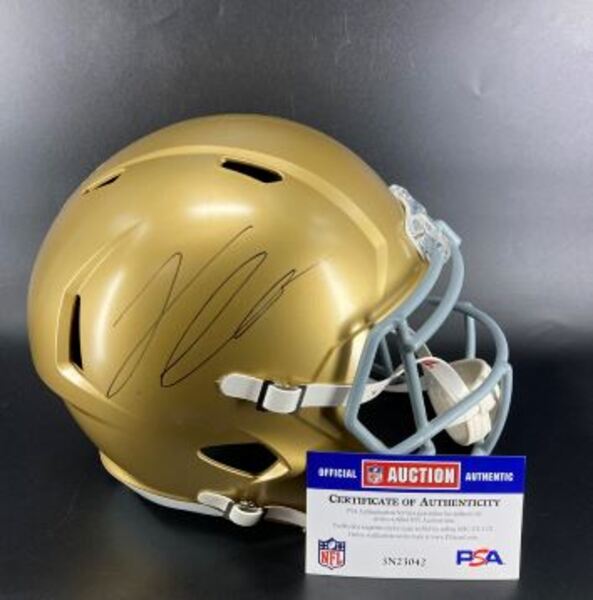 NFL - Notre Dame Jeremiyah Love Signed Replica Speed Helmet