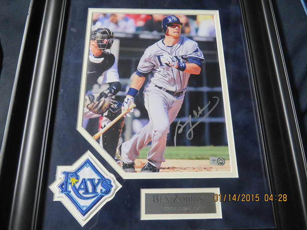 Rays Charity Auction Ben Zobrist 8x10 Autographed Framed Photo MLB