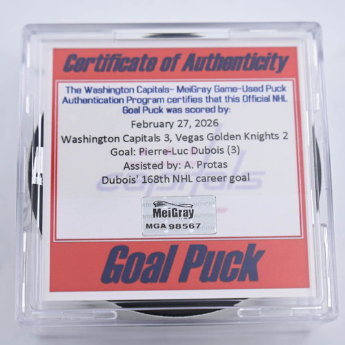 Image of Dubois, Pierre-Luc - Washington Capitals - February 27, 2026 vs. Vegas Golden Knights (Capitals Logo)