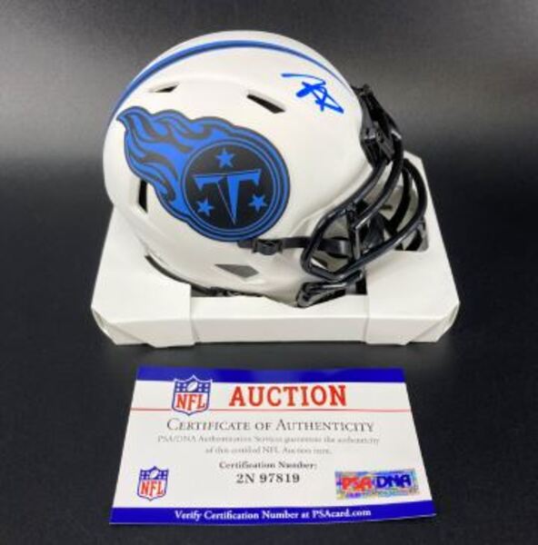 NFL - Titans Tyjae Spears signed lunar eclipse mini helmet