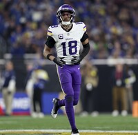 Red Cross - Justin Jefferson Signed Game Worn Jersey - Wildcard Game Vik...