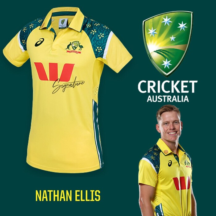 Photo of Nathan Ellis Australia v India 3rd ODI Match-Worn Shirt