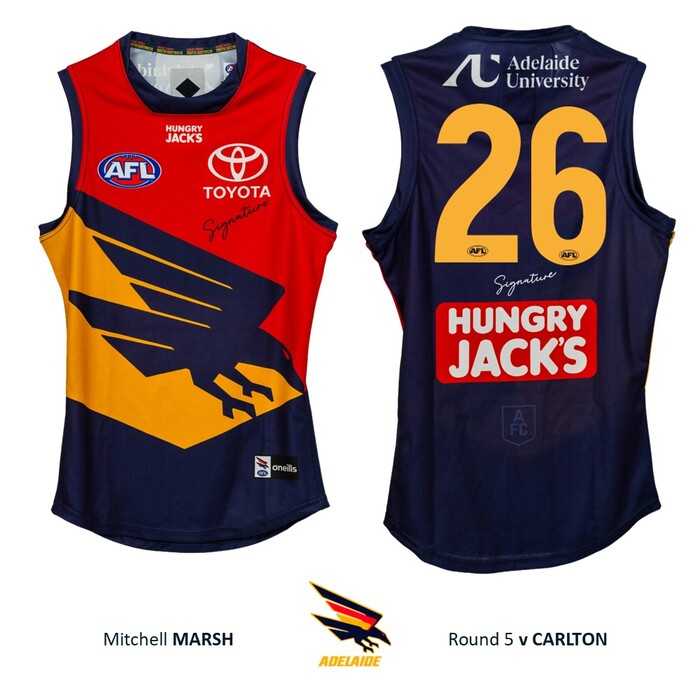Photo of Mitchell Marsh #26 Adelaide Crows 2026 Gather Round Player-Issue Guernsey