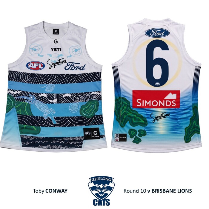 Photo of Toby Conway #6 Geelong Cats 2026 First Nations Clash Guernsey