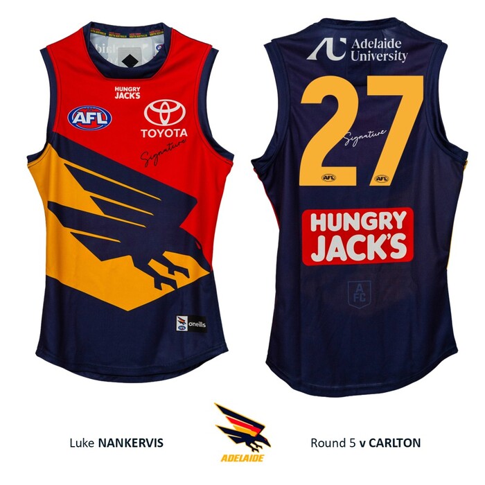 Photo of Luke Nankervis #27 Adelaide Crows 2026 Gather Round Match-Worn Guernsey