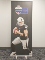 NFL - Raiders Derek Carr London Games Used Banner 2019 Season