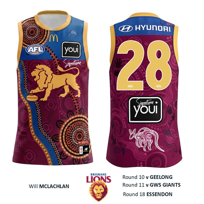 Photo of Will McLachlan #28 Brisbane Lions 2026 Indigenous Match-Worn Guernsey (Round 11 only)