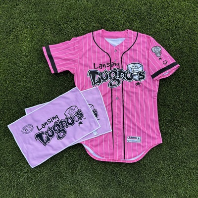 #40 Jake Garland Size XL Lansing Lugnuts - Pink Jersey