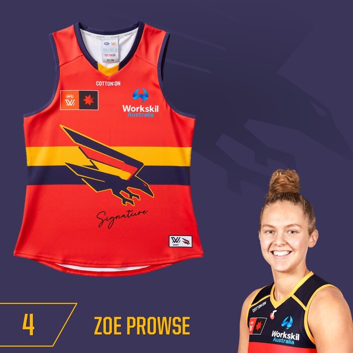 Photo of Zoe Prowse #4 Adelaide Crows 2025 Away Guernsey 