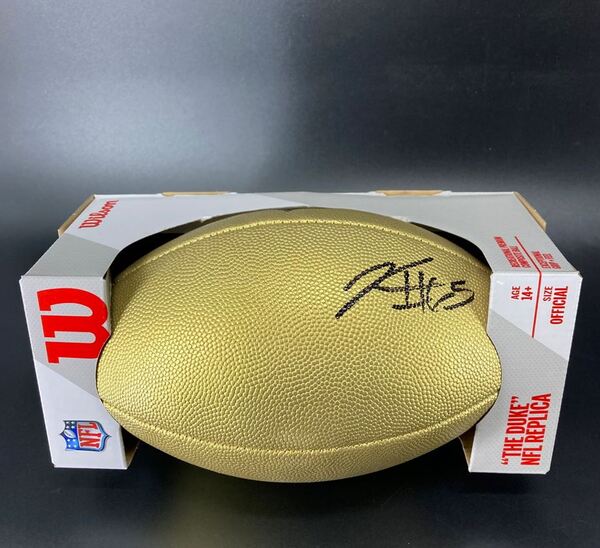 NFL - Titans JC Latham Signed Gold Composite Football