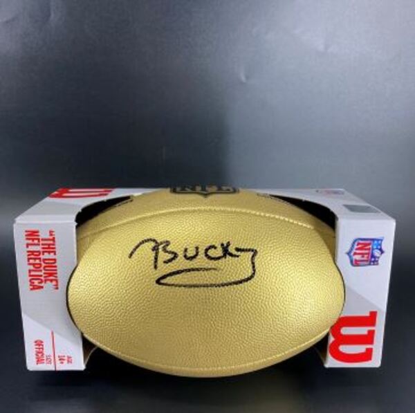 NFL - Buccaneers Bucky Irving Signed Gold Composite Football