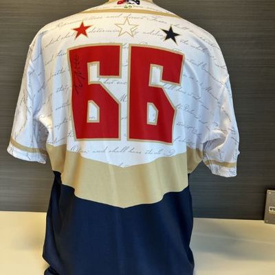 #66 Taylor Motter Authenticated Game Worn & Autographed Independence Day Jersey