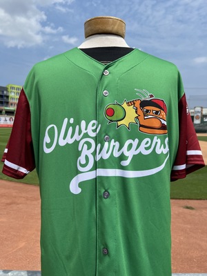 #38 Size XL Lansing Lugnuts - Olive Burger Jersey
