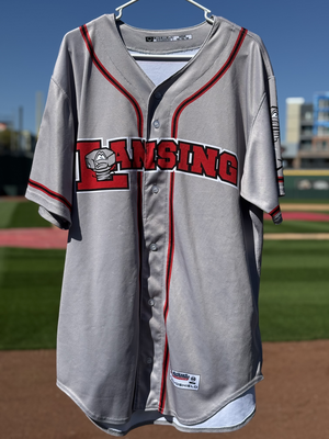 #24 Leo De Vries Size L Lansing Lugnuts - Alternate Gray Jersey 