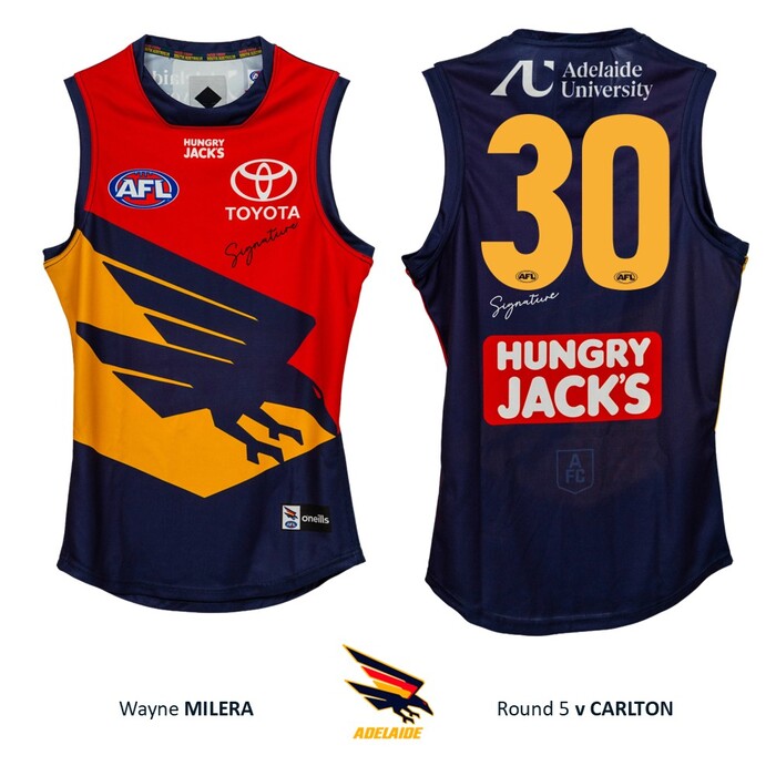 Photo of Wayne Milera #30 Adelaide Crows 2026 Gather Round Match-Worn Guernsey