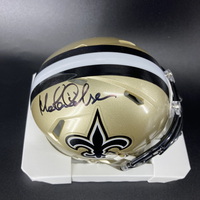 HOF - Saints Morten Andersen Signed Mini Helmet with HOF 17 Inscription