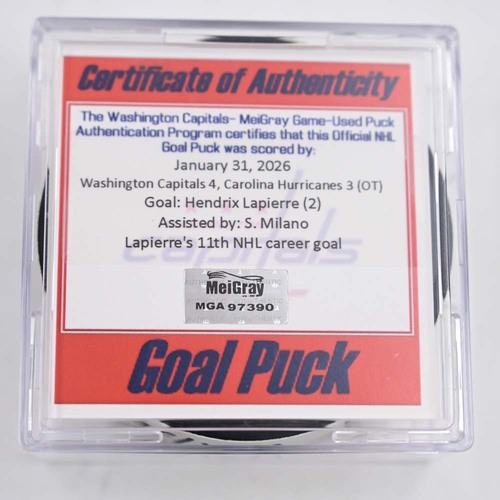 Image of Lapierre, Hendrix - Washington Capitals - January 31, 2026 vs. Carolina Hurricanes (Capitals Logo)