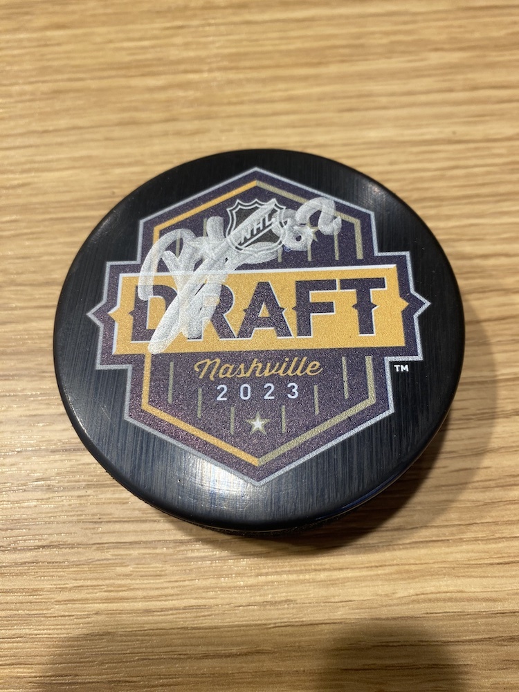 2023 NHL Draft Puck Autographed by 30 Pick in the Draft Bradly